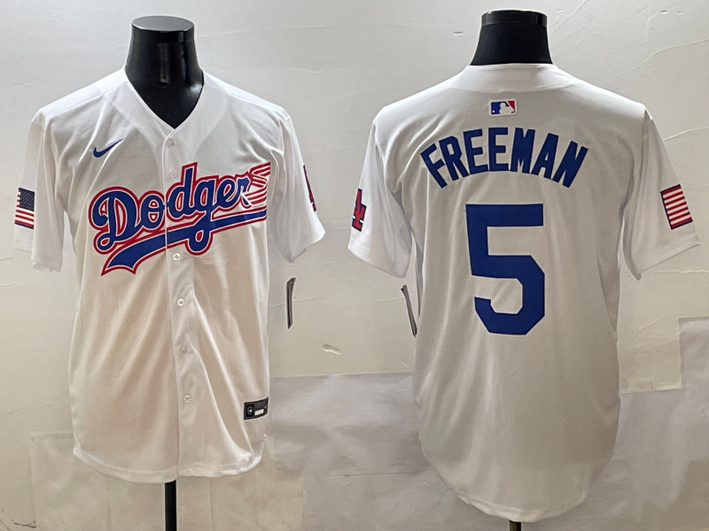 Men's Los Angeles Dodgers Freddie Freeman #5 White Team Jersey